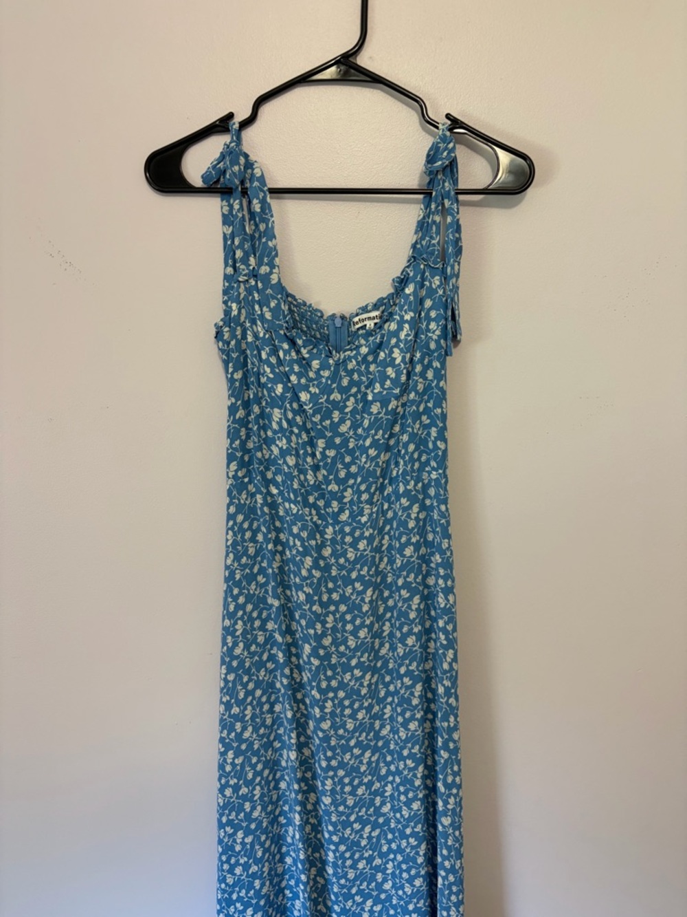 Reformation Blue Floral Tie-Shoulder Midi Dress - Picture 5 of 8